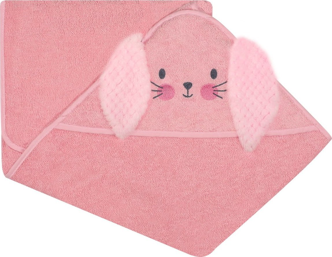 UVIE Okrycie kąpielowe Królik 100x100 cm różowe