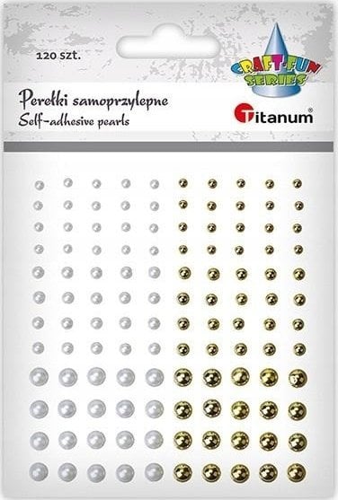 Perełki samoprzylepne okrągłe 120szt białe złote