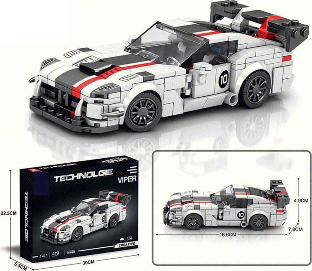 Ramiz Zestaw Klocków Auto Sportowe Białe 419el.