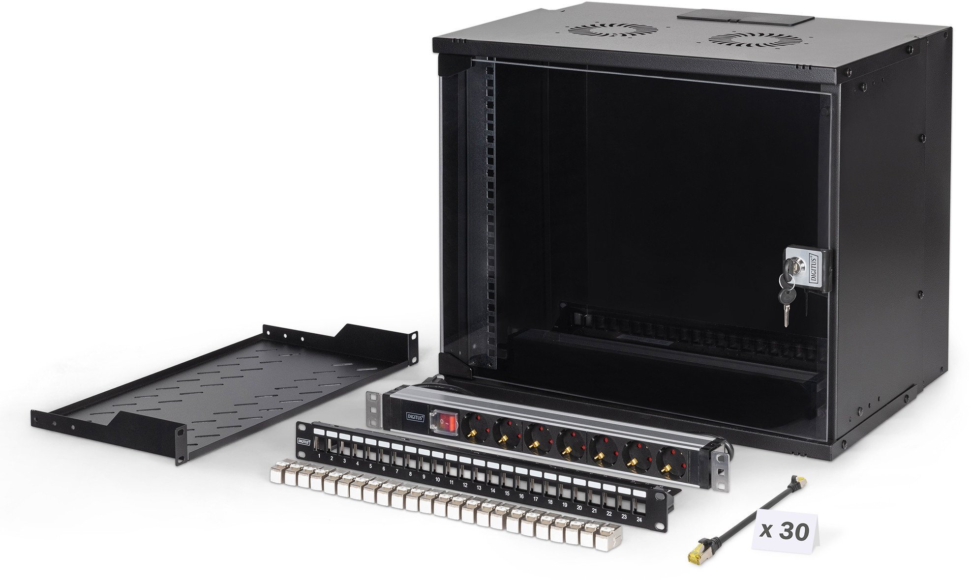 DIGITUS Netzwerk-Set 483 mm (19") - 9HE, 540x400 mm (BxT) sw