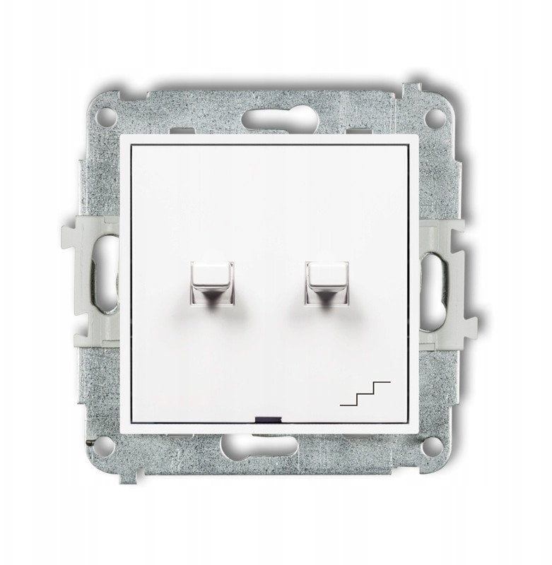 Łącznik pojedynczy ze schodowym Karlik Mini MWPUS-10.1 w stylu amerykańskim wspólne zasilanie biały