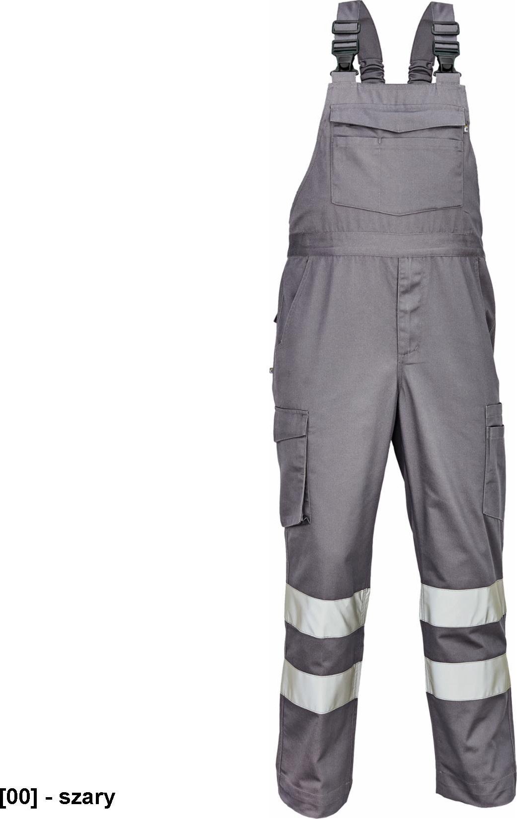 CERVA BADAJOZ męskie ogrodniczki robocze z odblaskowymi taśmami - szary 50