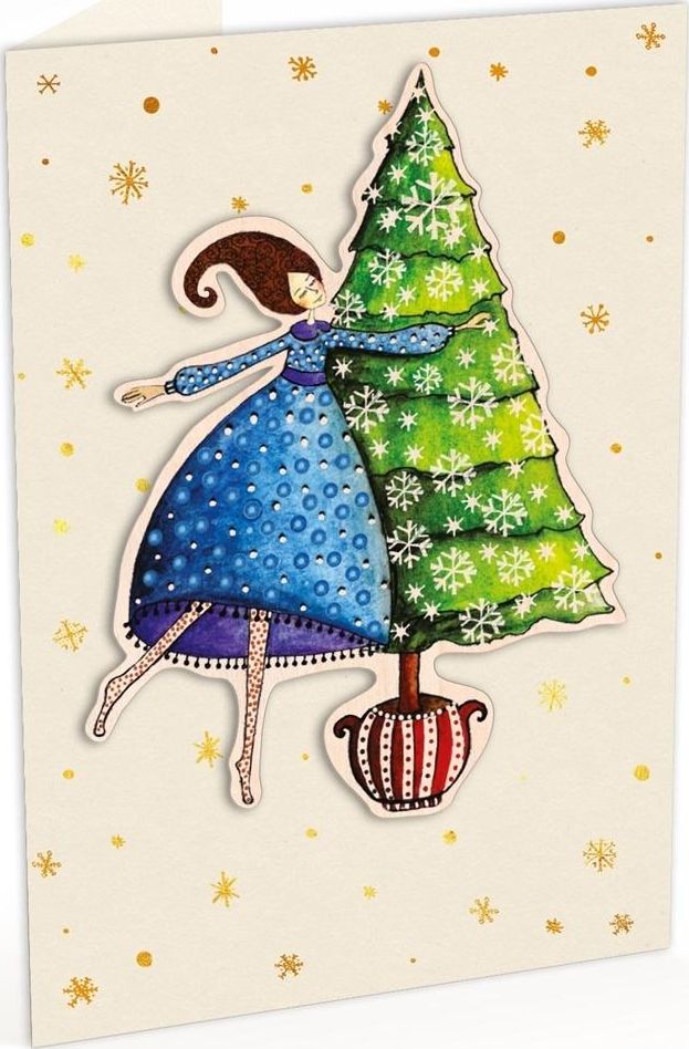 Cozywood Karnet C6 naklejany + kop. Święta Kob. i choinka