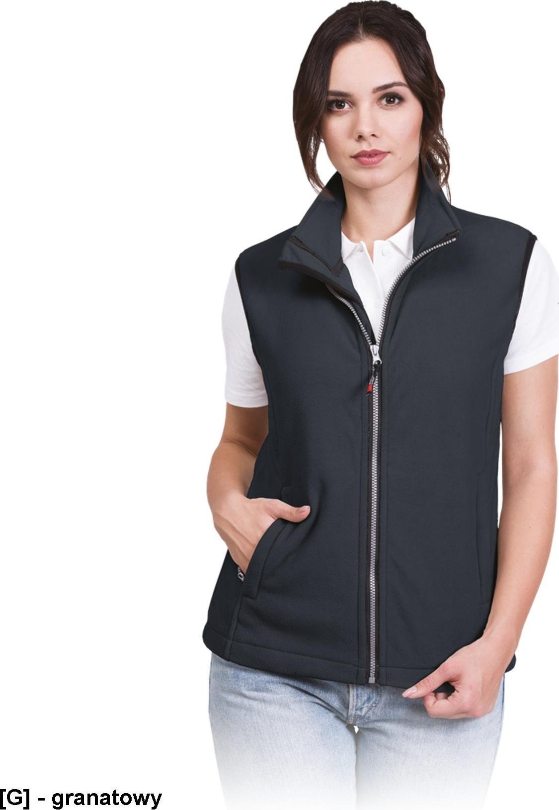 R.E.I.S. VHONEY-L - bezrękawnik damski z polaru, kołnierz ze stójką - granatowy M