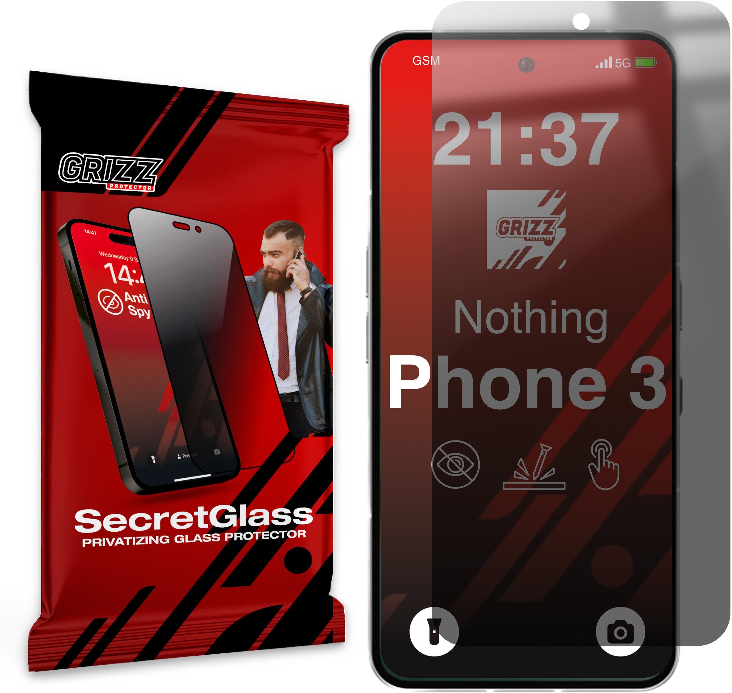 Matowe szkło prywatyzujące GrizzGlass SecretGlass do Nothing Phone (3)