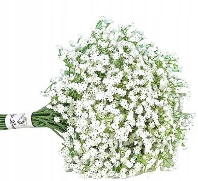 Gipsówka Najwyższa Dostępna Jakość Gumowane Kwiaty Biała 3 Gałązki 53 cm