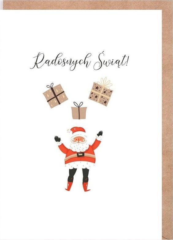 Cardie Kartka Boże Narodzenie Mikołaj z prezentami K139