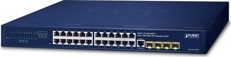 Switch Planet PLANET IPv4/IPv6, 24-Port Zarządzany L2/L4 Gigabit Ethernet (10/100/1000) 1U Niebieski