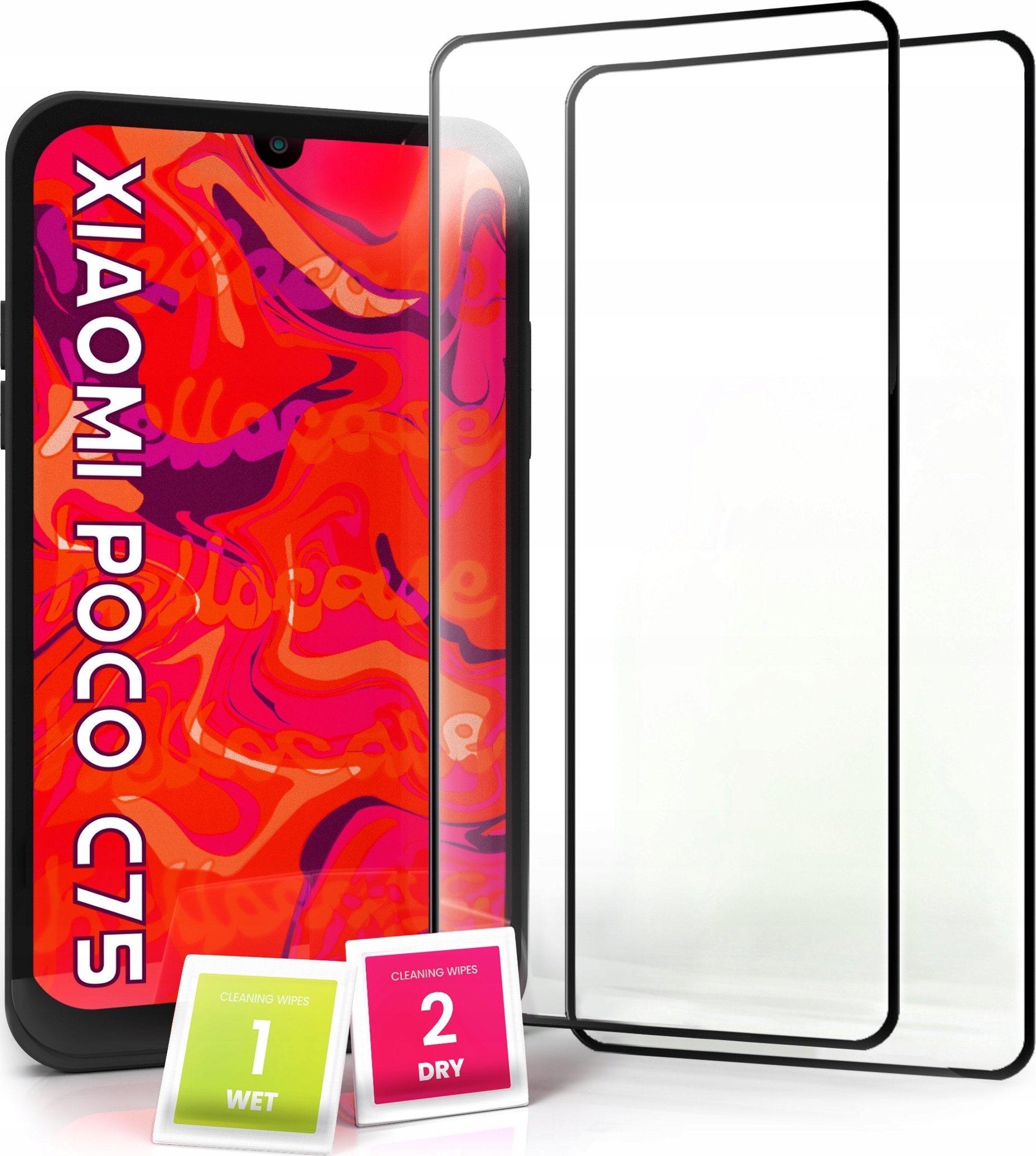 2-pak Szkło Hartowane do Xiaomi Poco C75 Ochronne Pełne Na cały ekran 5D 9H