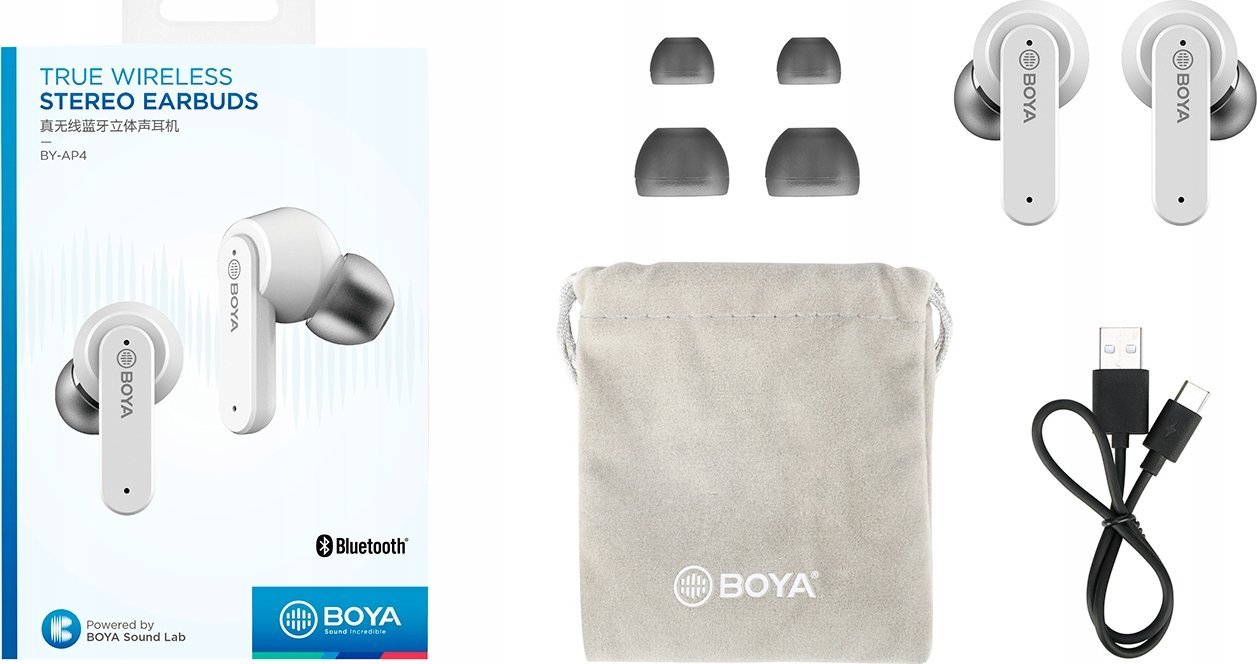Słuchawki Boya BY-AP4 WHITE bezprzewodowe słuchawki douszne