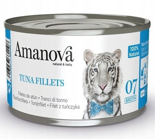 Amanova Kot Tuna Fillets w bulionie puszka 70g