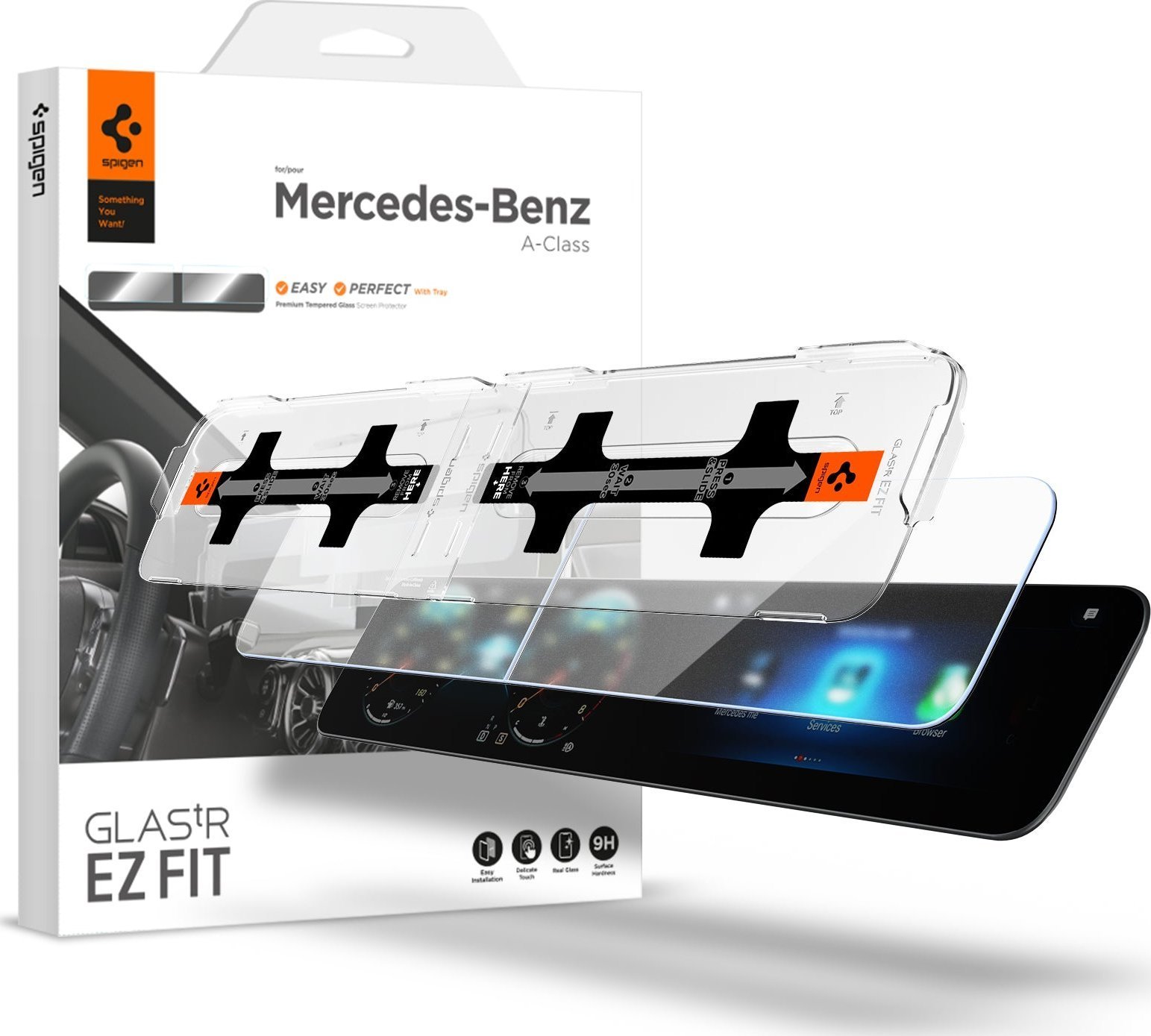 Spigen Spigen Mercedes Benz Glass tR EZ Fit Anti Glare Screen Protector 2 Pack - A-Class 2021/2020