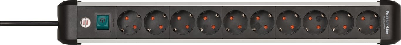 Kabel zasilający Brennenstuhl 1391030000 rozgałęziacz 3 m 10 x gniazdo sieciowe Wewnętrzna Czarny, Srebrny