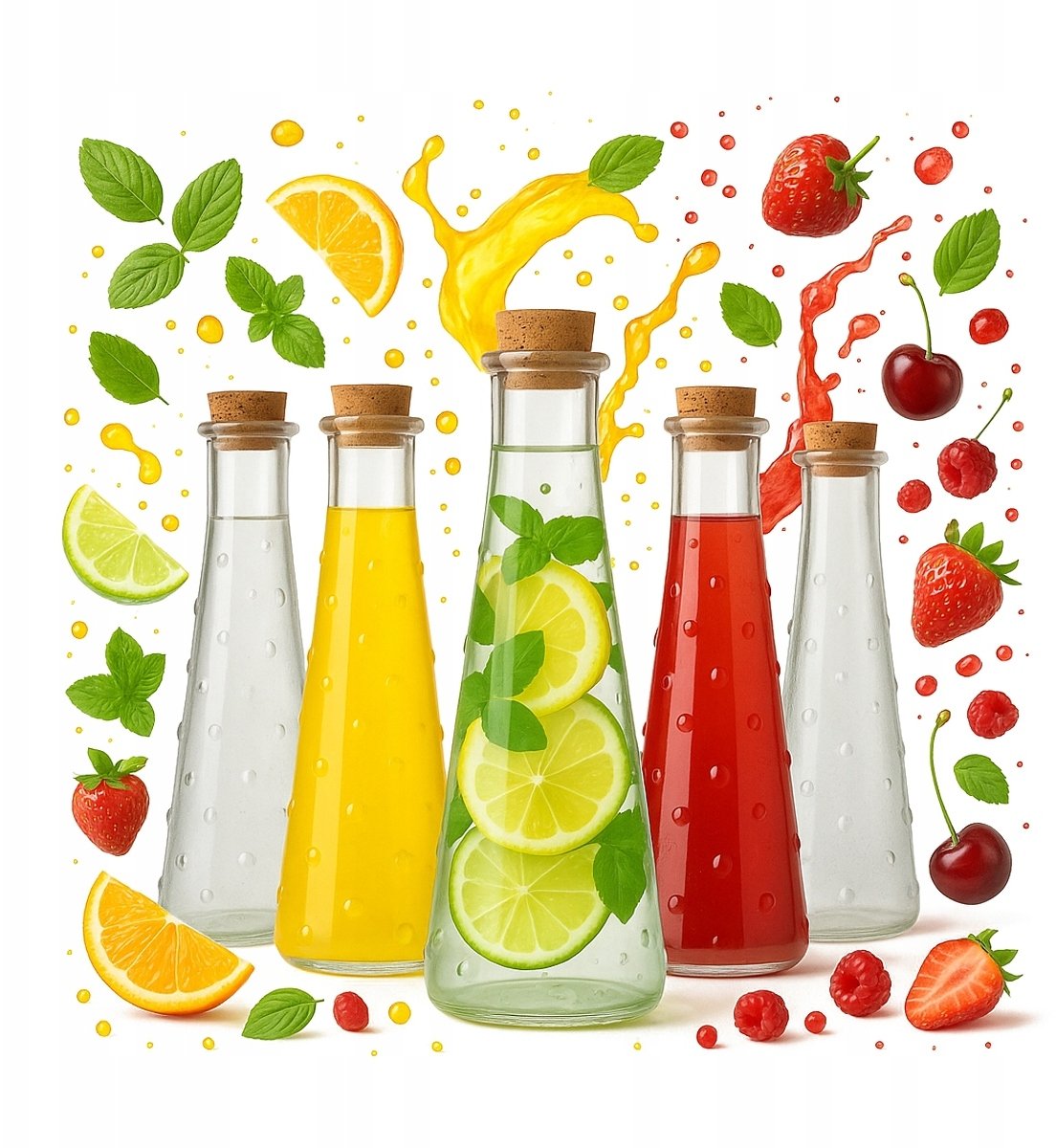 5x Karafka IBIZA 240ml Butelki Na Wodę Sok Alkohol Nalewki Oliwa Dekoracja