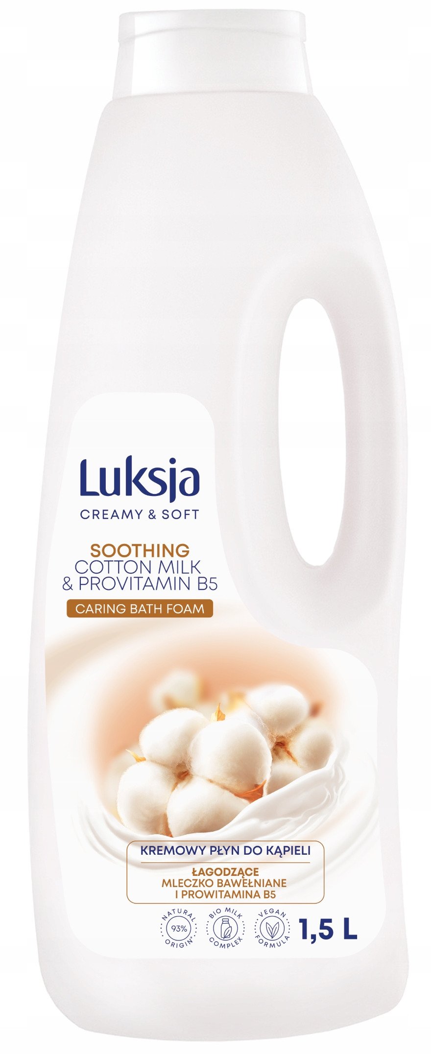 LUKSJA Creamy & Soft Kremowy Płyn do kąpieli Soothing - Cotton Milk & Provitamin B5 1500 ml