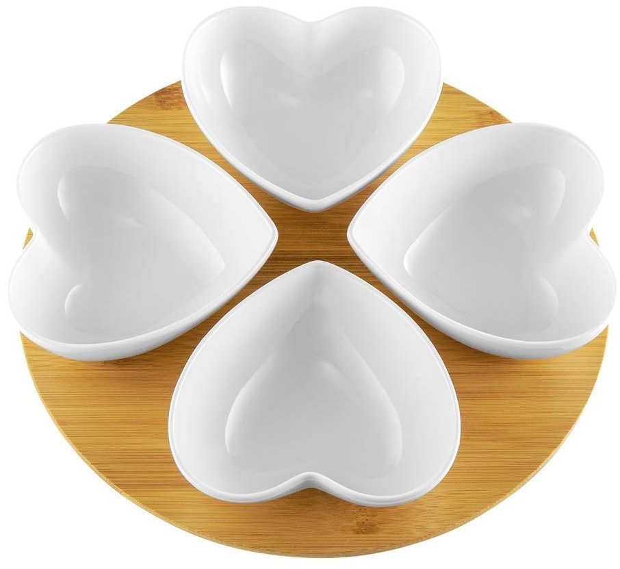 Komplet 4 salaterek na podstawie bambusowej Natural serce