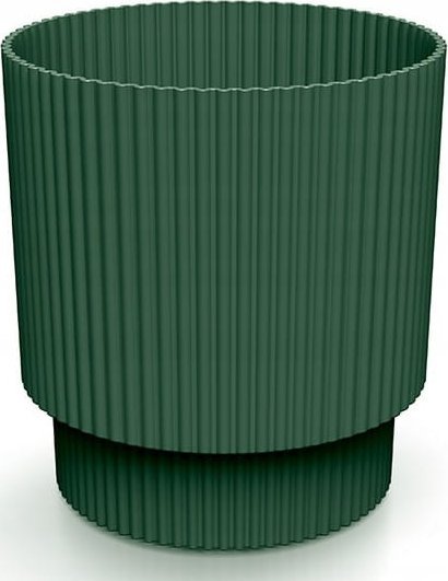Doniczka zielona prążkowana na nóżce plastikowa 13,8x12,8 cm osłonka Milly Round