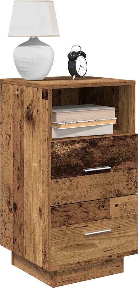 vidaXL Szafka nocna z 2 szufladami, stare drewno, 36x36x68 cm