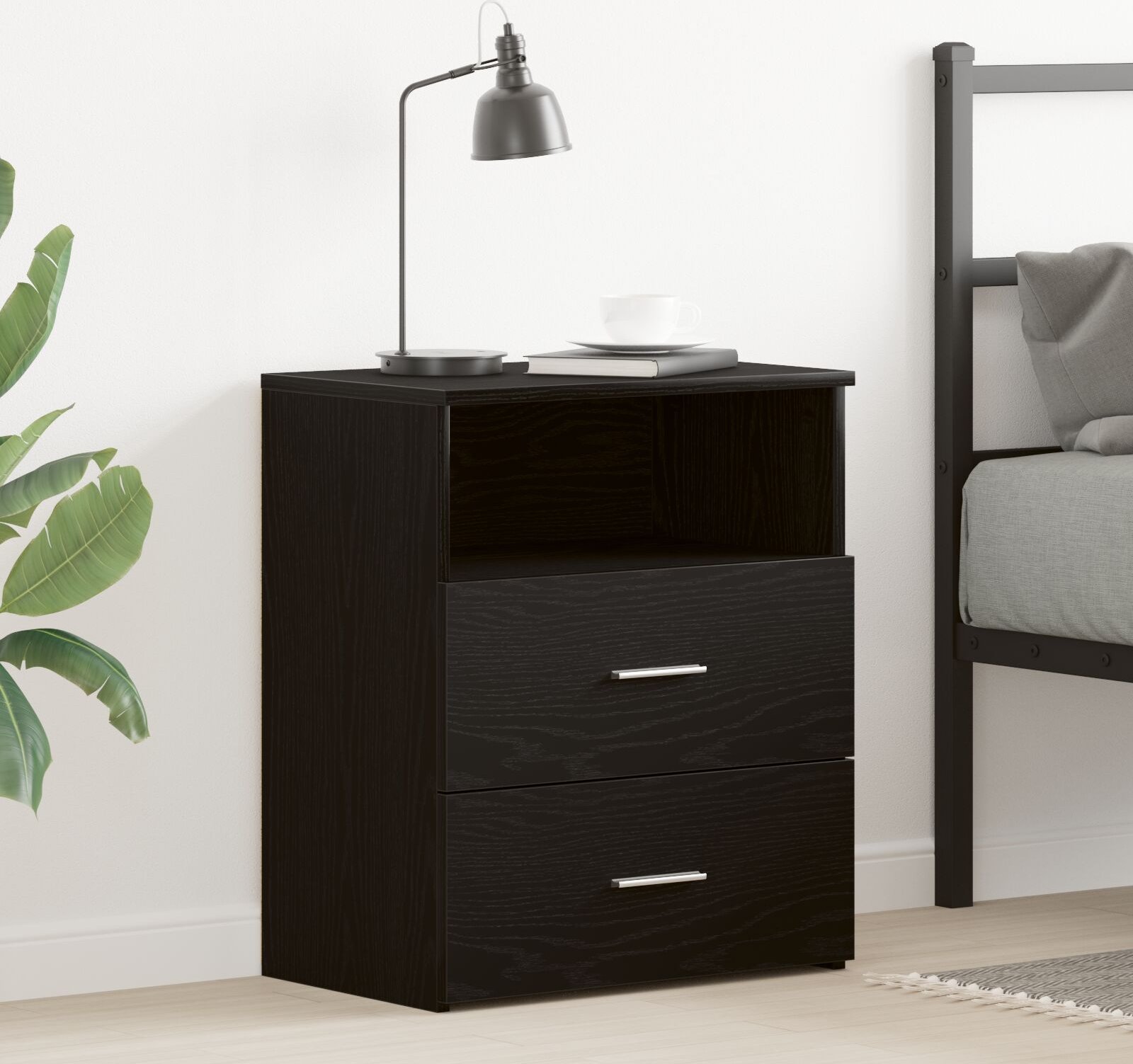 vidaXL Szafka nocna Czarny dąb Drewno inżynieryjne 50x32x60