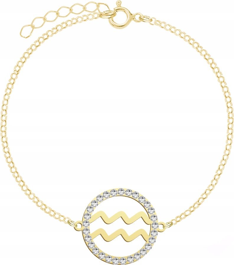 Radziszewska Jewellery Złota Bransoletka Wodnik Znak Zodiaku 925 DEDYKACJA GRATIS