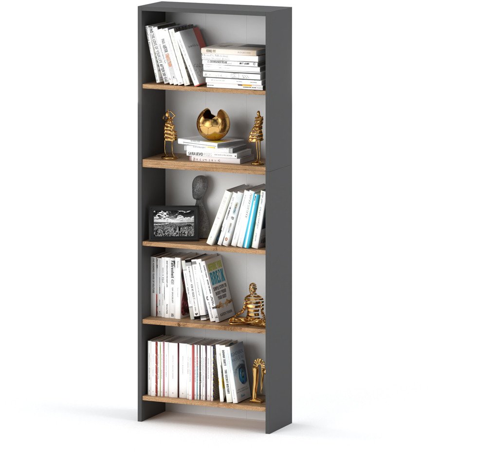 Regał Na Książki Paulla Salon Biuro Półki Dla Dzieci Loft Szary Dąb Wotan