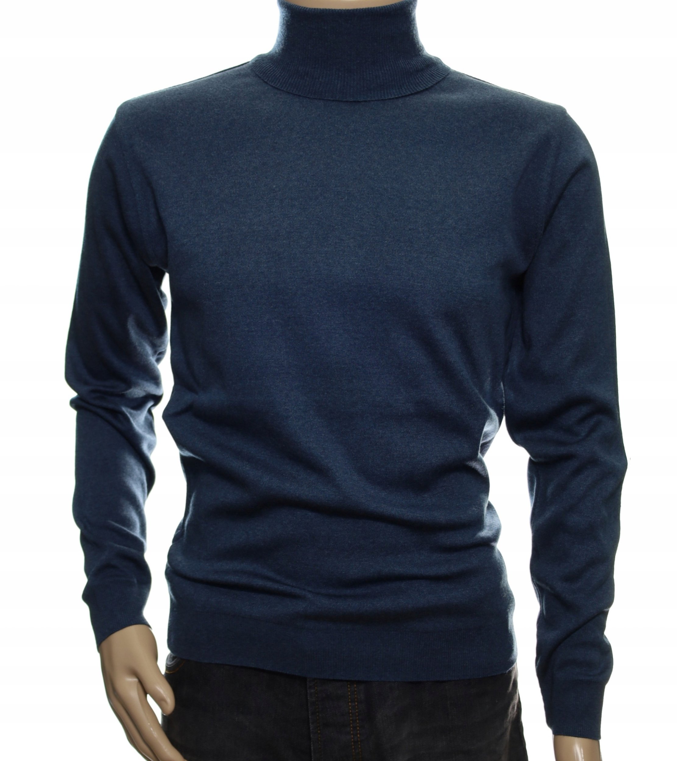 Sweter męski z golfem golf wełny wełna wełniany niegryzący M indygo 1702