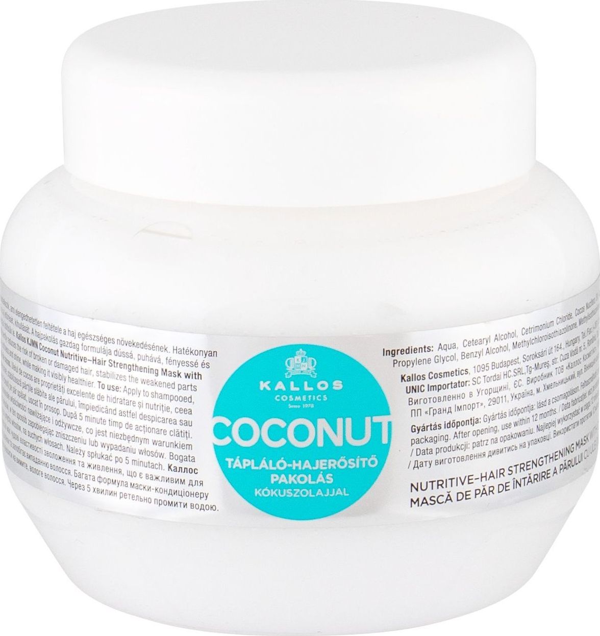 Kallos Stiprinamoji plaukų kaukė Kallos Cosmetics su kokosų aliejumi 275 ml