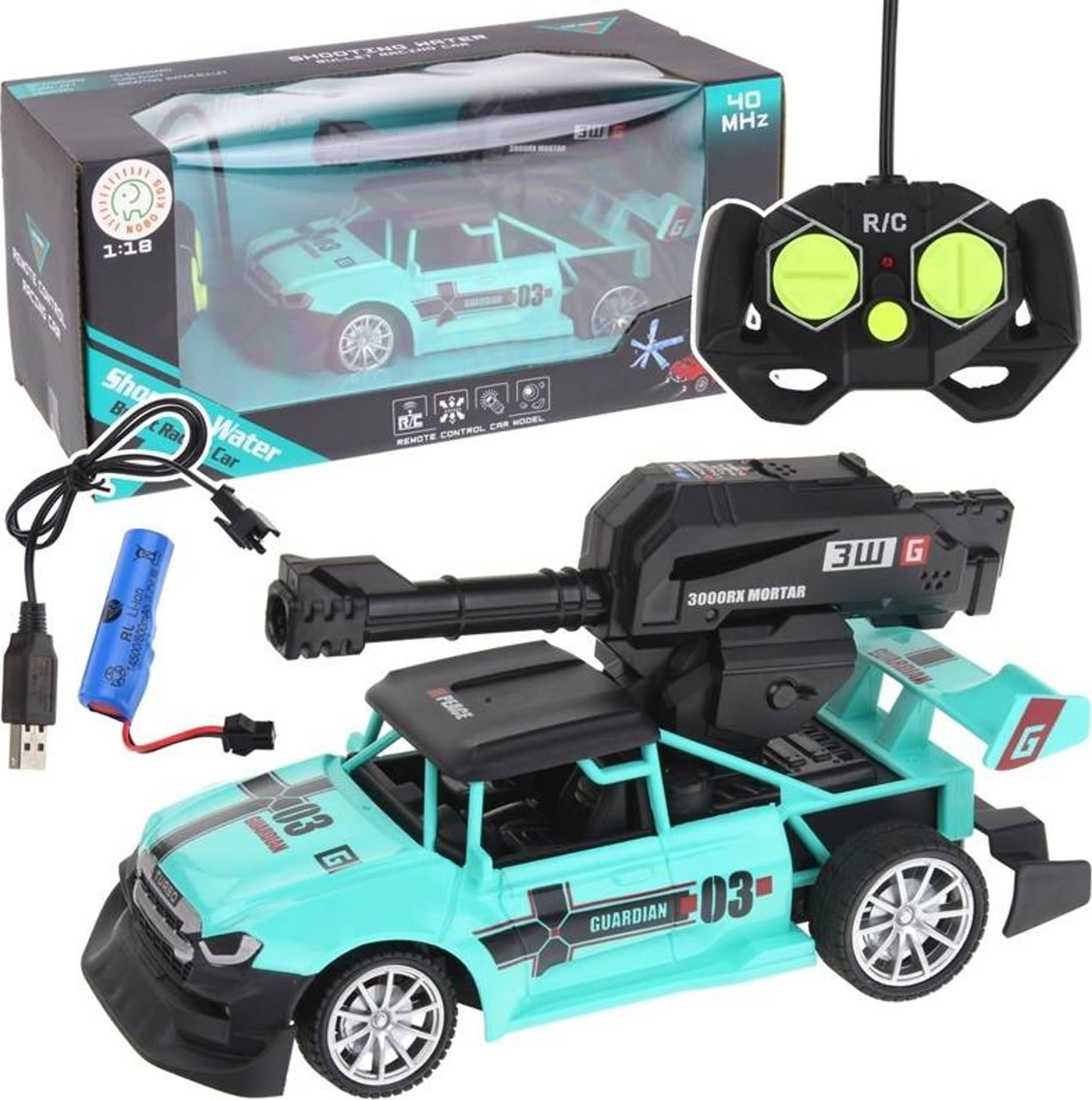 Maksik Samochód Zdalnie Sterowany Z Wyrzutnią Strzelającą Żelowe Kulki Pilot