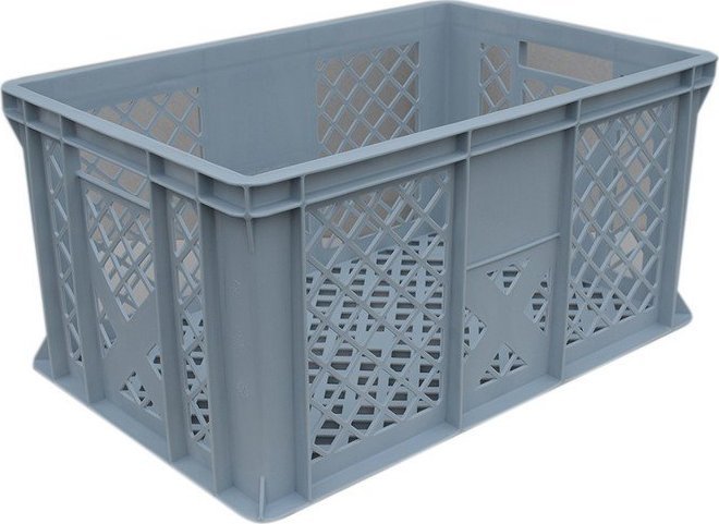 Artech Pojemnik transportowy EURO 300, dno i ścianki ażurowe, wym. 600 x 400 x 300 mm (Kolor szary)