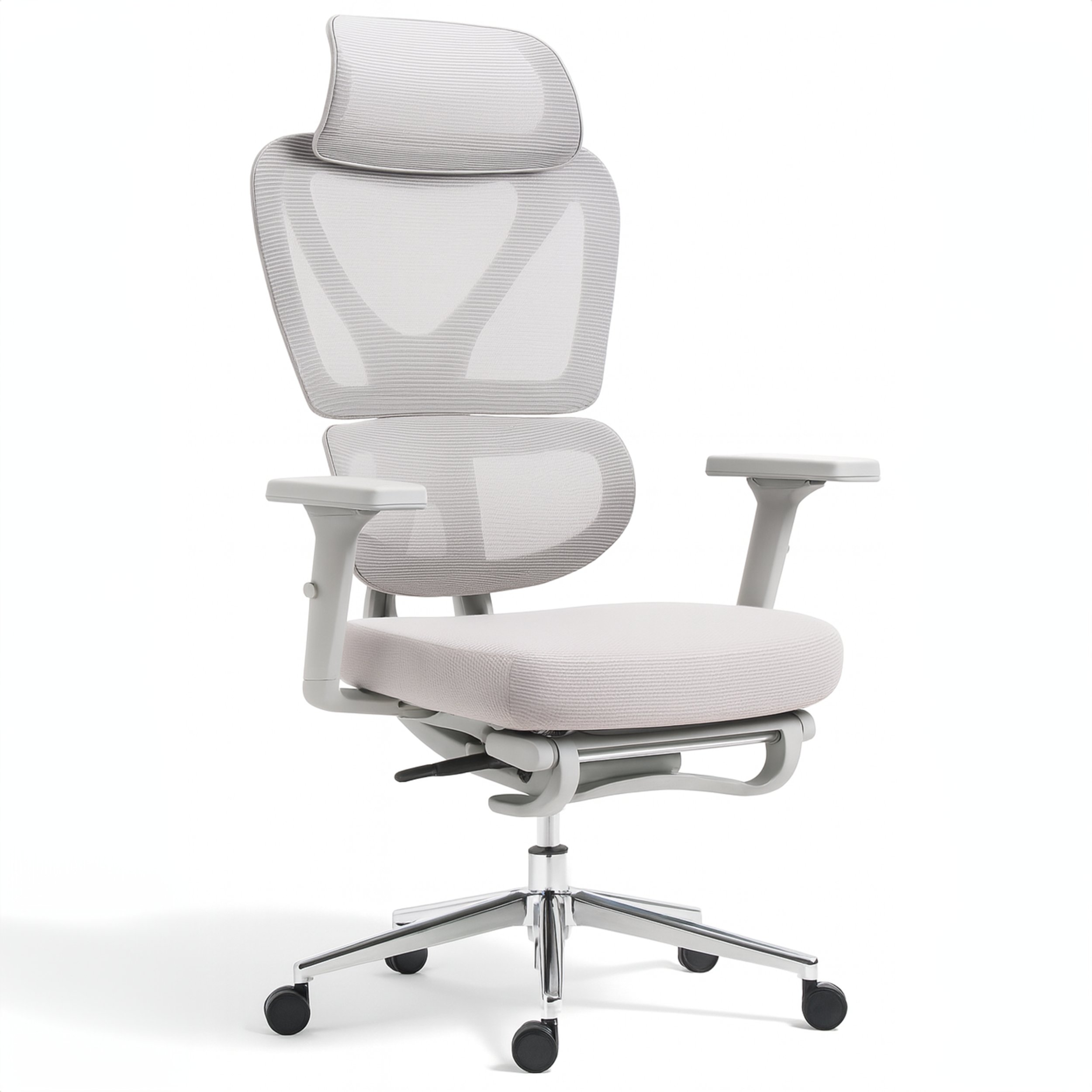 Fotel biurowy szary KB107 krzesło siatka tkanina ergonomiczny Premium