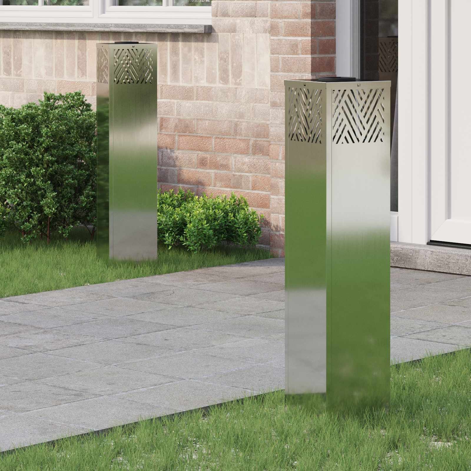 vidaXL Słoneczna LED lampa na ścieżkę Jodełka 2 pcs Galwanizowany