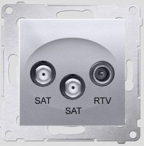 Kontakt-Simon Gniazdo antenowe SIMON54 SAT/SAT/RTV końcowe srebrny - DASK2.01/43