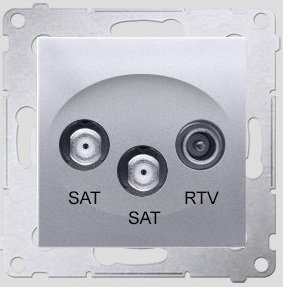 Kontakt-Simon Gniazdo antenowe SIMON54 SAT/SAT/RTV końcowe srebrny - DASK2.01/43