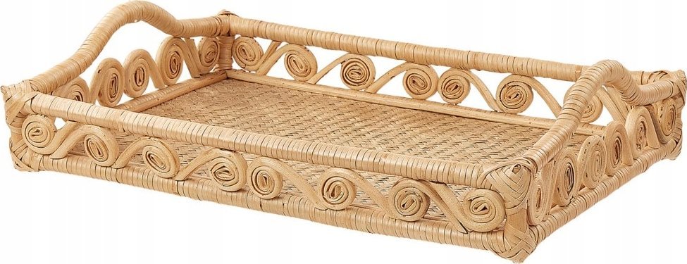 Beliani Taca dekoracyjna z rattanu jasna CALAYAN