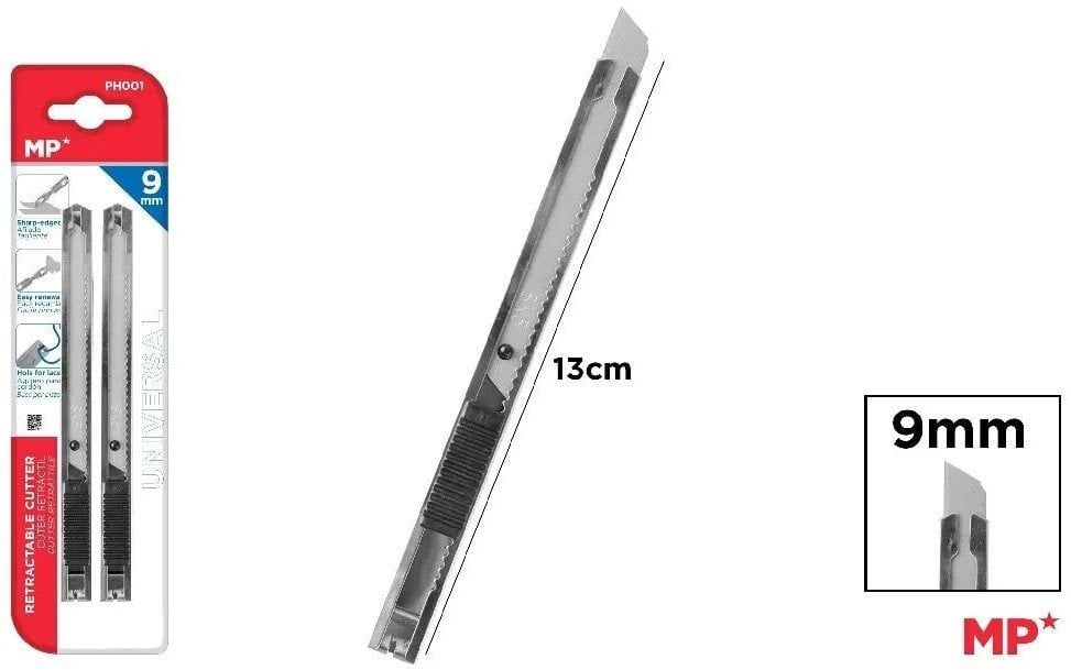 Nóż do papieru wysuwany czarny 9mm 2szt