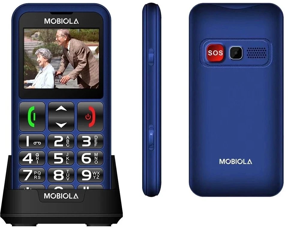 Telefon GSM Mobiola MB700 Niebieski 2G z ładowarką biurkową dla seniora