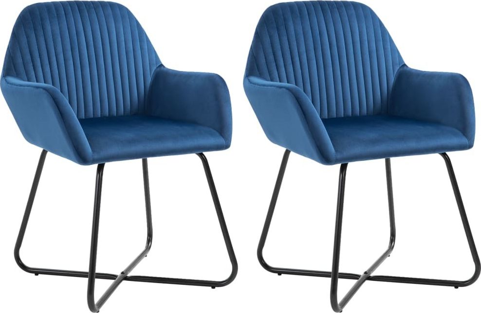 vidaXL Krzesła do jadalni, 2 szt., niebieskie, aksamit