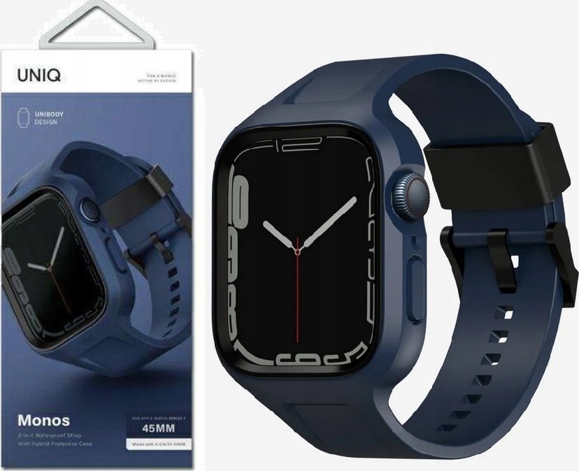 Pasek + etui UNIQ Monos 2in1 Apple Watch 4/5/6/7/8/9/SE 44/45mm niebieski/marine blue
