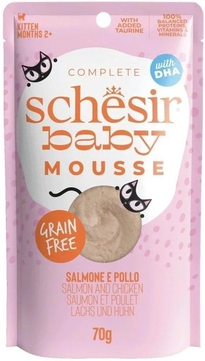 Schesir Baby Mus Karma dla Kociąt Kurczak Łosoś 70g
