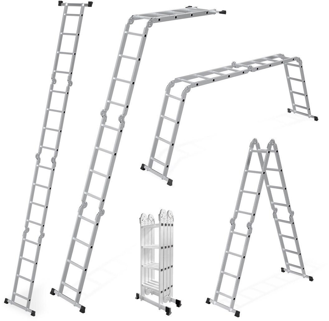 ModernHome Drabina aluminiowa wielofunkcyjna 4x4 przegubowa składana 150 kg
