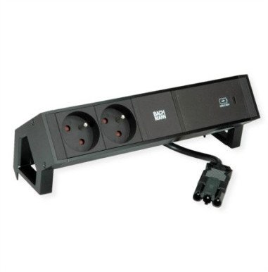 BACHMANN DESK2 2xUTE 1xUSB C 60W 0.2m GST18 RAL9005