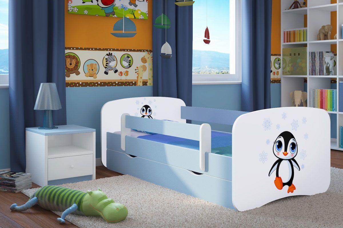 Elior Łóżko chłopięce z materacem Happy 2X mix 80x180 - niebieskie