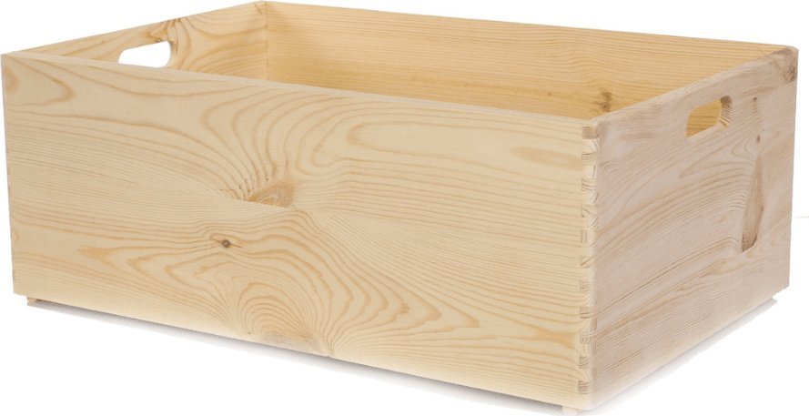 Wamar-Sosenka Drewniana Skrzynka z uchwytami 23x60x40 cm - Naturalna Surowa Szlifowana Drewno sosnowe 35 litrów / Wamar-Sosenka