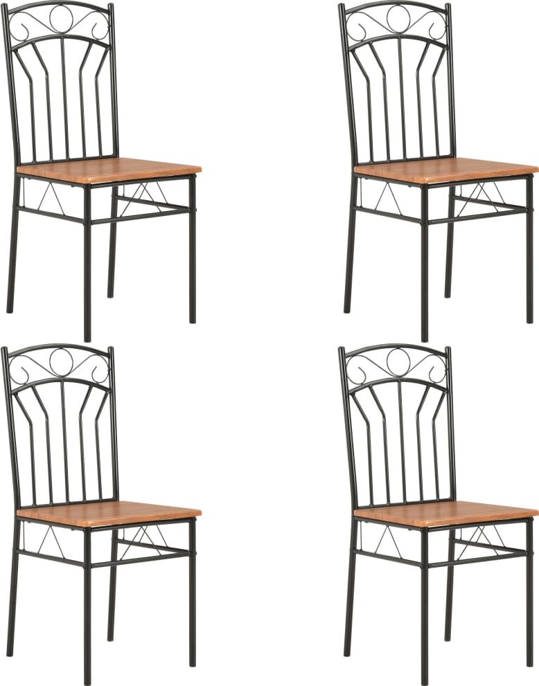 vidaXL Krzesła do jadalni, 4 szt., brązowe, MDF