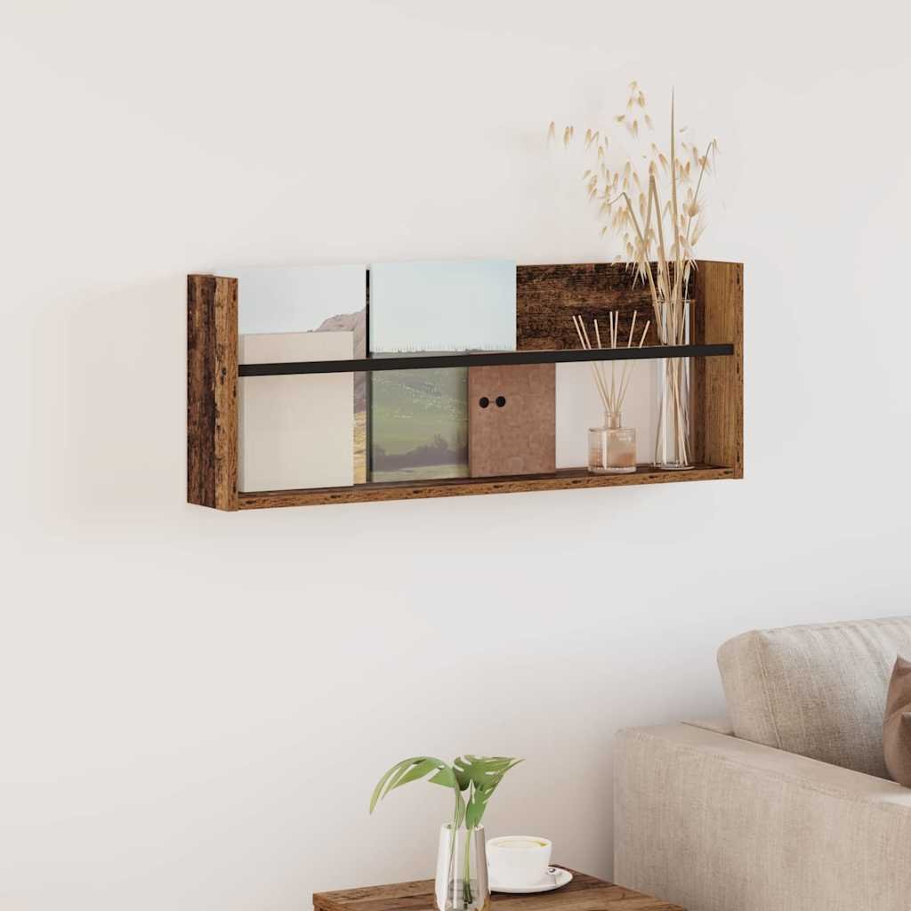 vidaXL Regał na gazety z półką w stylu vintage 80 x 12 x 30 cm