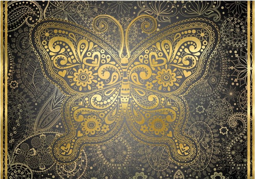 DecoNest Fototapeta - Złoty motyl - 200X140