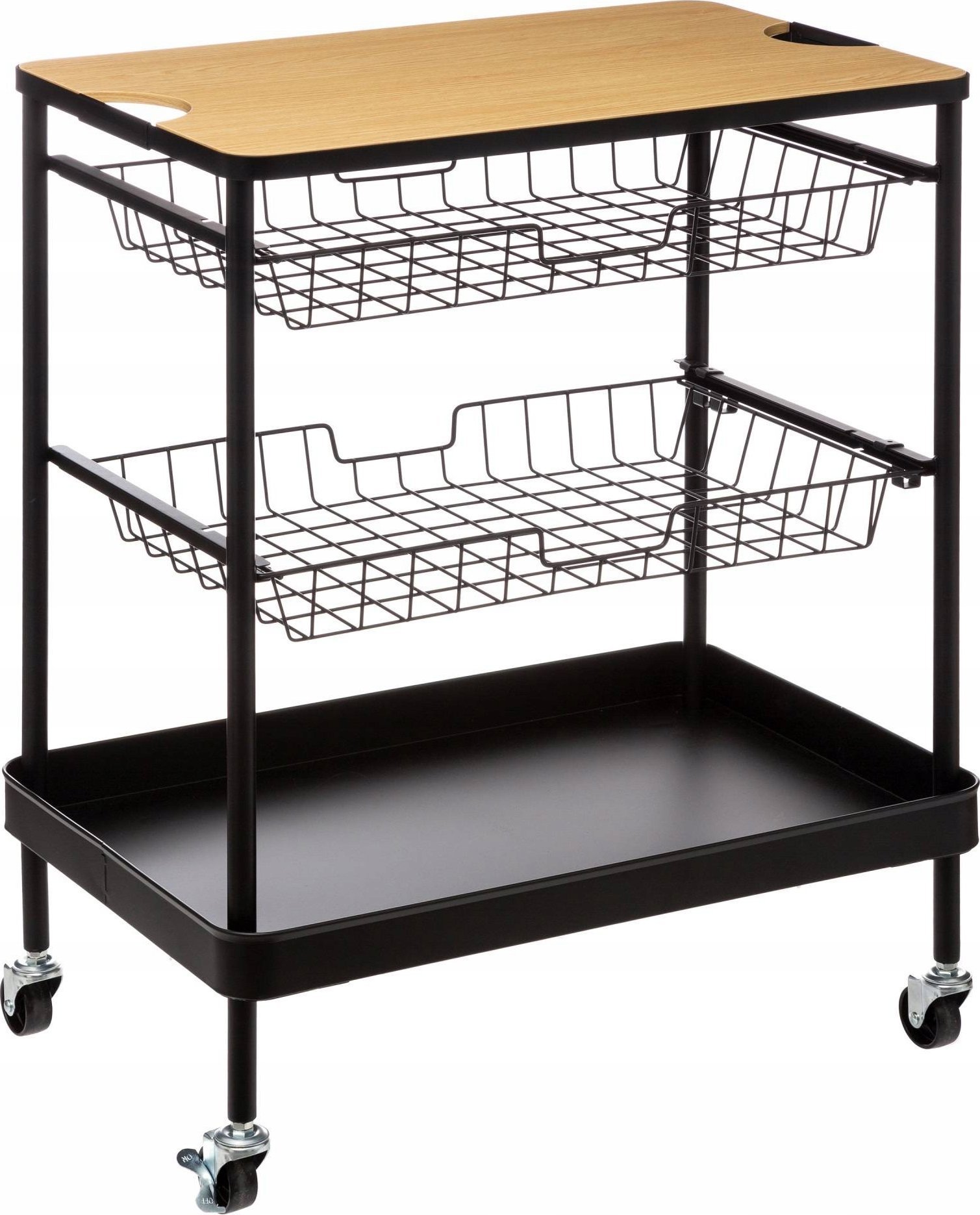 5five Wózek kuchenny z tacą i koszykami, czarny