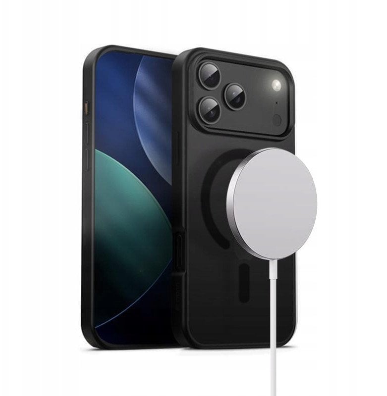 Crong Hybrid Frost MAG Cover - Etui MagSafe iPhone 17 Pro Max (czarny)