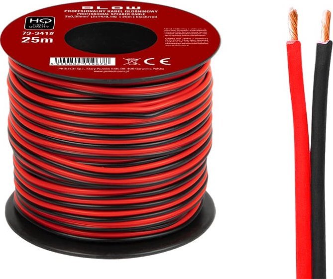 Kabel Blow 73-341# Przew.głośn.2x0,35mm czarno-czerwony 25m