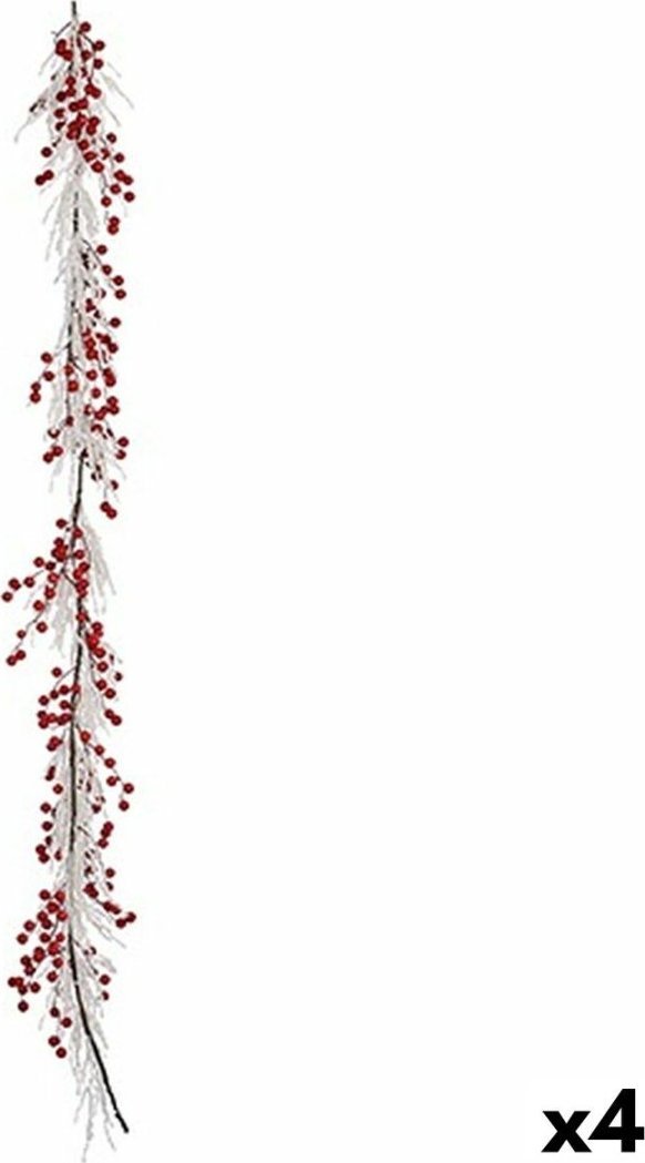 Dekoracja świąteczna Krist+ Girlanda Bożonarodzeniowa Gałąź Biały Czerwony Plastikowy 180 x 14 cm (4 Sztuk)